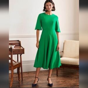Boden Puff Sleeve Elbow Sleeve Full skirt Ponte knit Midi Dress, 2 Petite